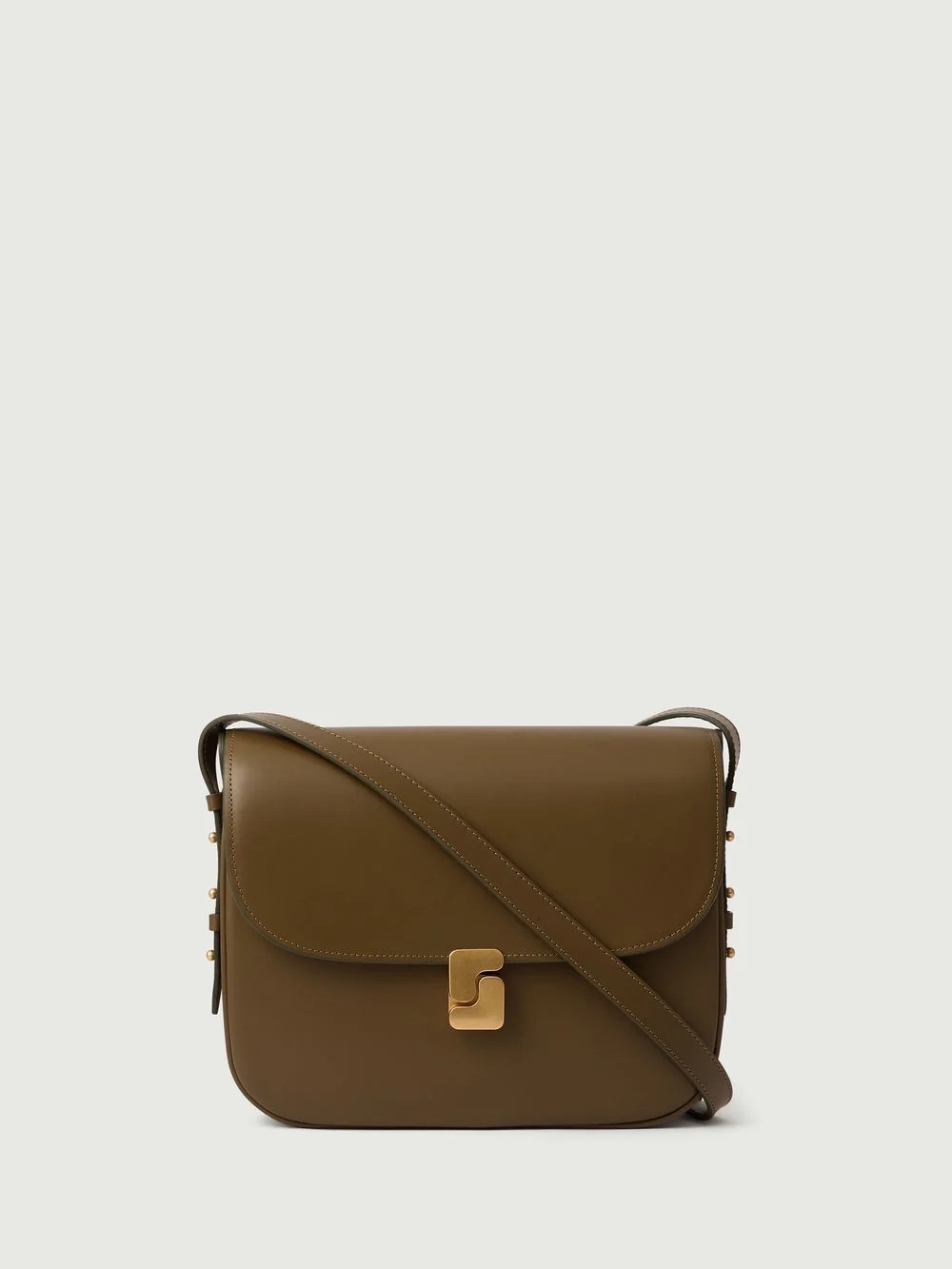 Soeur Bellisima Maxi Leather Bag in Golden Khaki